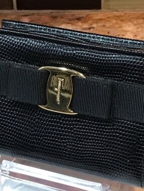 Salvatore Ferragamo Embossed Lizard Leather Vara Ribbon Keychain/Bag Charm